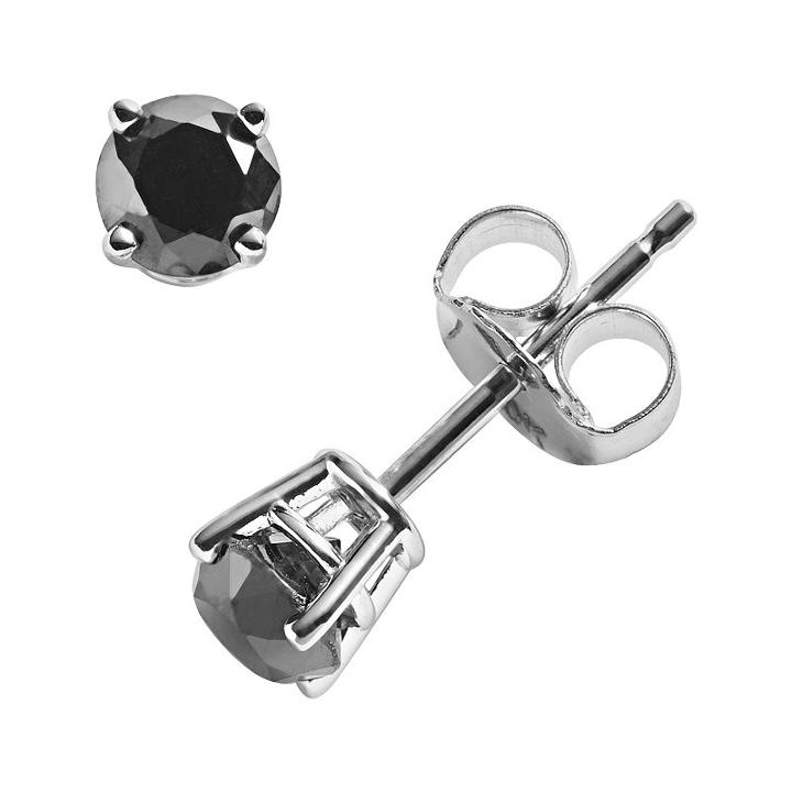10k White Gold 1/2-ct. T.w. Round-cut Black Diamond Stud Earrings, Women's