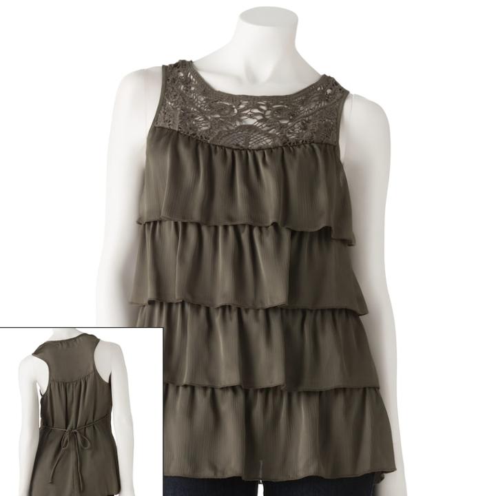 Heart And Soul Crochet Top - Juniors, Teens, Size: Large, Green