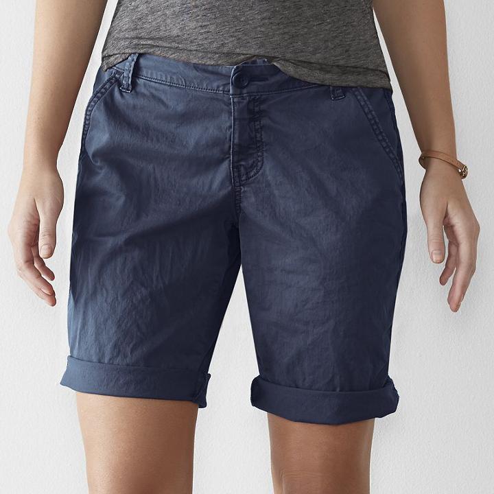 Women's Sonoma Goods For Life&trade; Chino Bermuda Shorts, Size: 14, Dark Blue