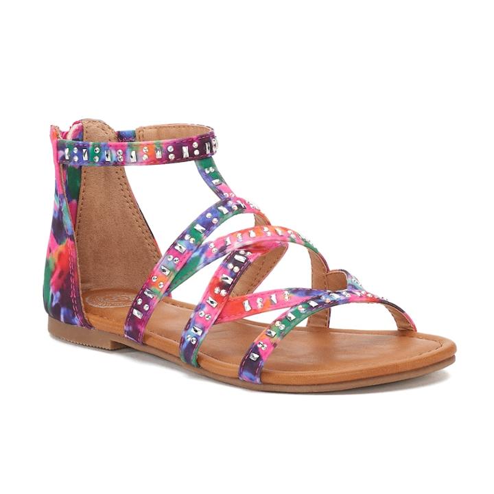 So&reg; Ring Toss Girls' Gladiator Sandals, Size: 1, Brt Pink