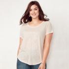 Plus Size Lc Lauren Conrad Slubbed Graphic Tee, Women's, Size: 0x, Light Pink