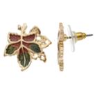 Gold Tone Nickel Free Leaf Stud Earrings, Women's, Multicolor