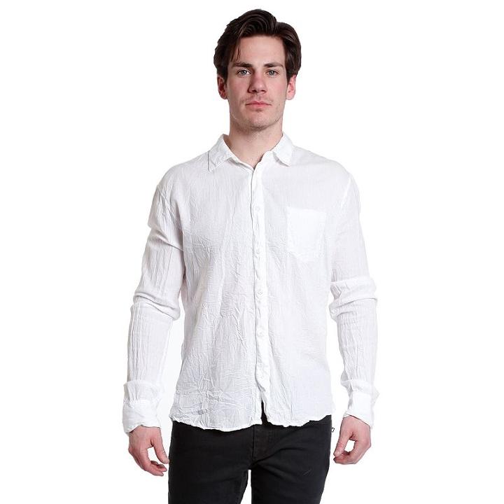 Men's Excelled Solid Button-down Shirt, Size: Large, White