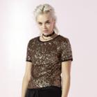 Women's Juicy Gold Sequin Boxy Tee, Size: Medium