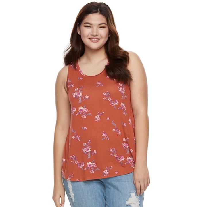 Juniors' Plus Size Mudd&reg; Racerback Tank, Teens, Size: 1xl, Med Brown