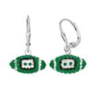 Michigan State Spartans Crystal Sterling Silver Football Drop Earrings, Women's, Multicolor