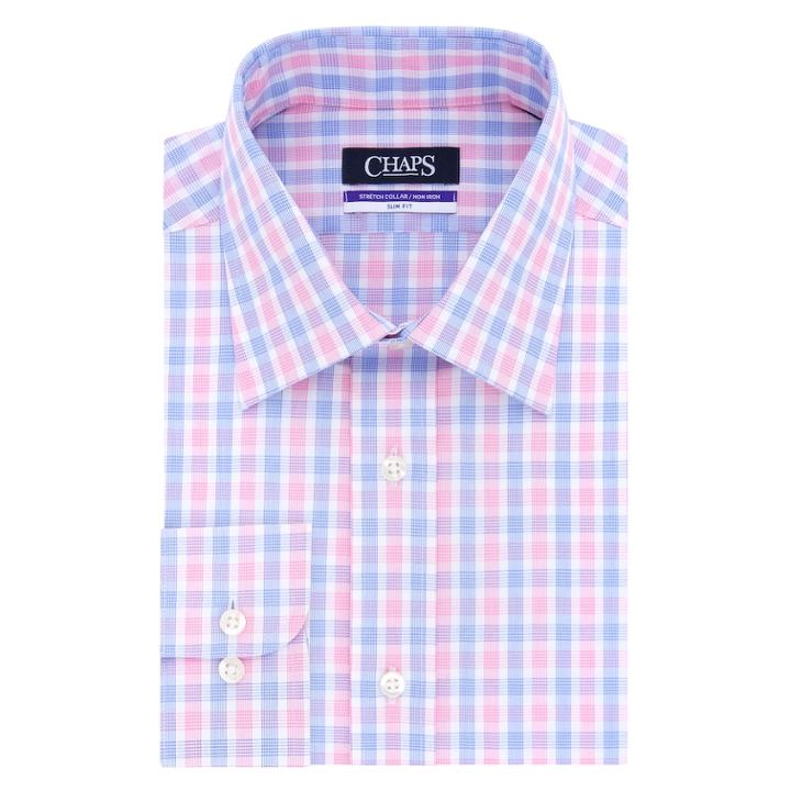 Men's Chaps Slim-fit No-iron Stretch-collar Dress Shirt, Size: 18-34/35, Med Pink