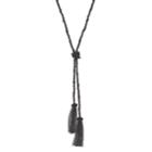 Simply Vera Vera Wang Dual Tassel Seed Bead Knotted Lariat Necklace, Women's, Black