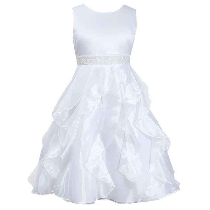 Girls 7-16 & Plus Size Bonnie Jean White Organza Cascade Dress, Girl's, Size: 10