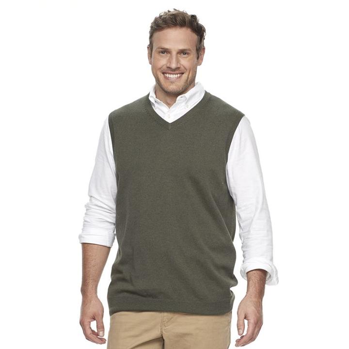 Big & Tall Croft & Barrow&reg; Classic-fit Easy-care Sweater Vest, Men's, Size: Xl Tall, Dark Green