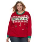 Plus Size Fashion Avenue Us Sweaters Applique Ugly Christmas Sweater, Women's, Size: 3xl, Red Other