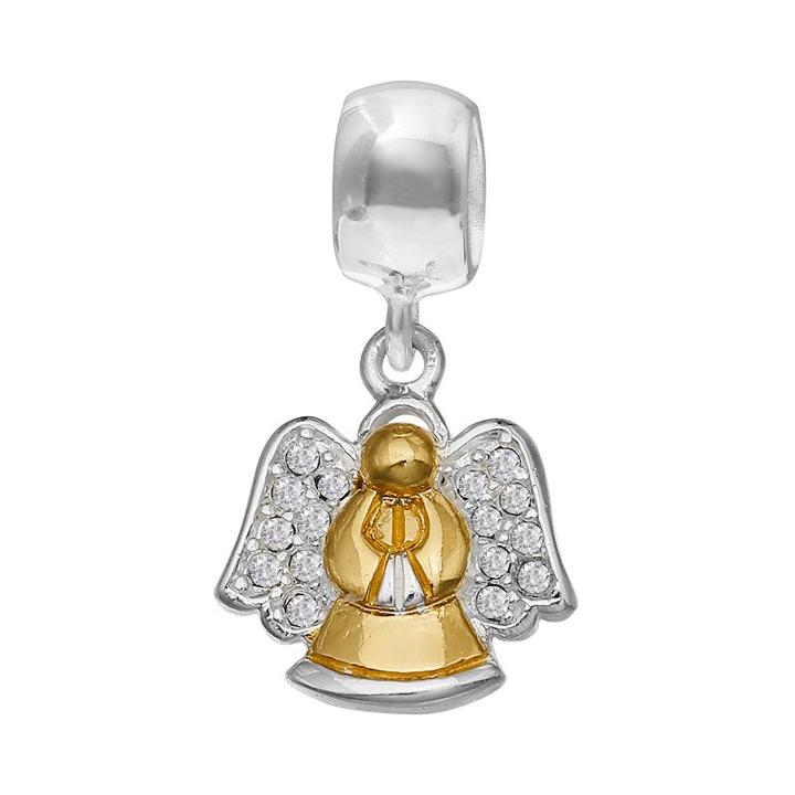 Individuality Beads Sterling Silver & 14k Gold Over Silver Crystal Angel Charm, Women's, Multicolor