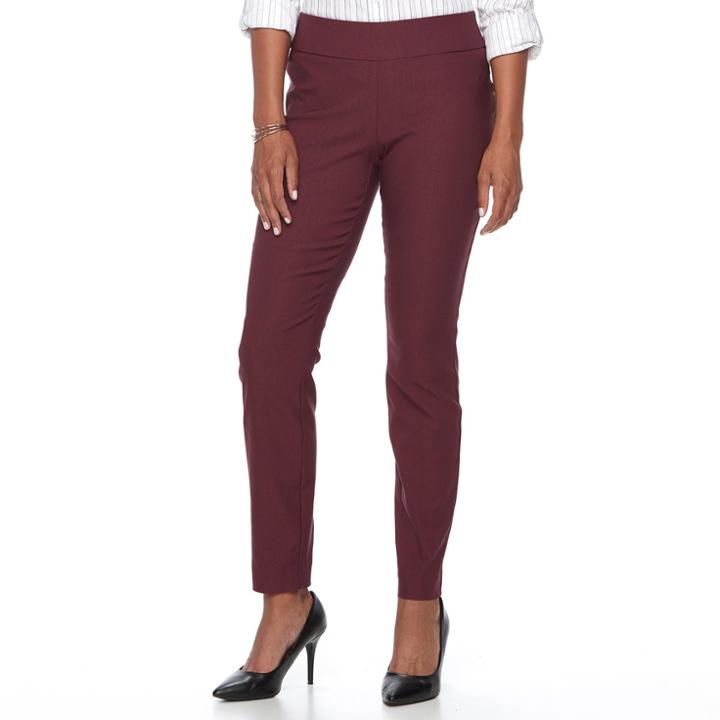 Women's Apt. 9&reg; Brynn Pull-on Skinny Dress Pants, Size: 12, Red