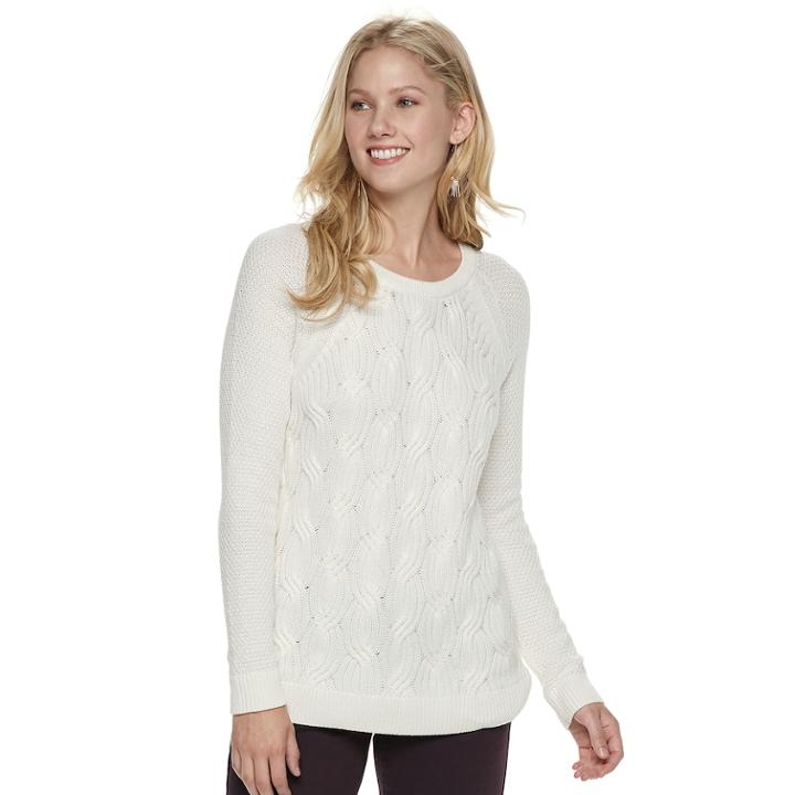 Women's Sonoma Goods For Life&trade; Twist Cable-knit Sweater, Size: Xxl, White