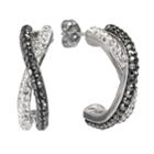 Crystal Silver-plated Crisscross Semi-hoop Earrings, Women's, White