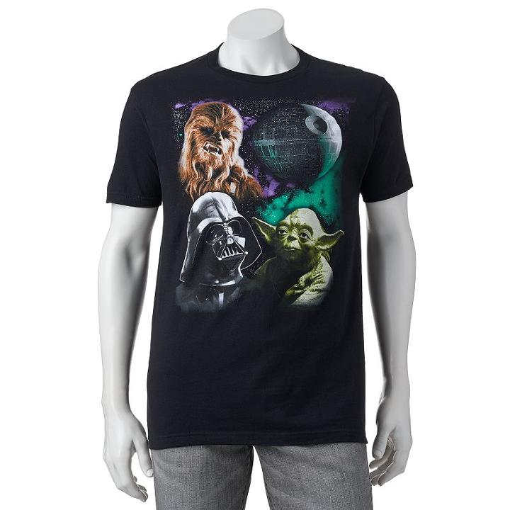 Men's Star Wars Chewbacca, Darth Vader & Yoda Graphic Tee, Size: Medium, Black