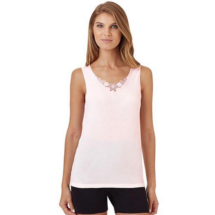 Cuddl Duds Softech Venice Lace-trim Tank - Women's, Size: Small, Light Pink