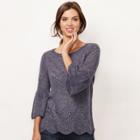 Women's Lc Lauren Conrad Eyelet Crewneck Sweater, Size: Xxl, Blue