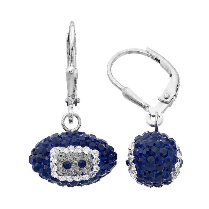 Dallas Cowboys Crystal Sterling Silver Football Drop Earrings, Women's, Multicolor