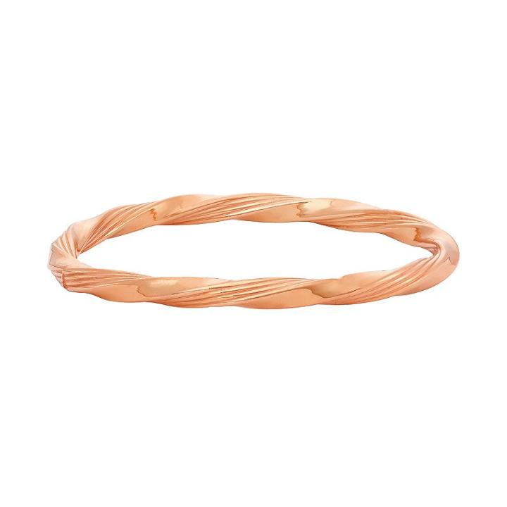 14k Gold Over Silver Twist Bangle Bracelet, Women's, Size: 8, Pink
