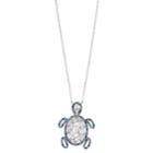 Sterling Silver Multicolored Cubic Zirconia Turtle Pendant Necklace, Women's, White