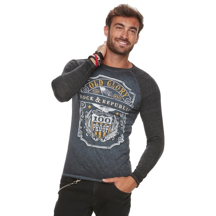 Men's Rock & Republic Graphic Raglan Tee, Size: Xl, Med Blue