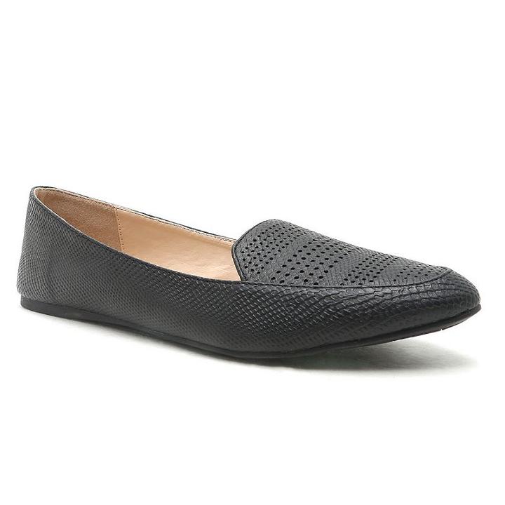 Qupid Swift Women's Perforated Flats, Girl's, Size: 6, Black