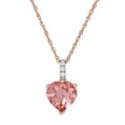 David Tutera 14k Rose Gold Over Silver Simulated Morganite & Cubic Zirconia Heart Pendant, Women's, Size: 18, Pink