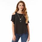 Juniors' Iz Byer California Flutter Cold Shoulder Top, Girl's, Size: Xs, Black