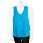 Juniors' Plus Size Iz Byer Asymmetrical Overlay Tank, Teens, Size: 2xl, Turquoise/blue (turq/aqua)