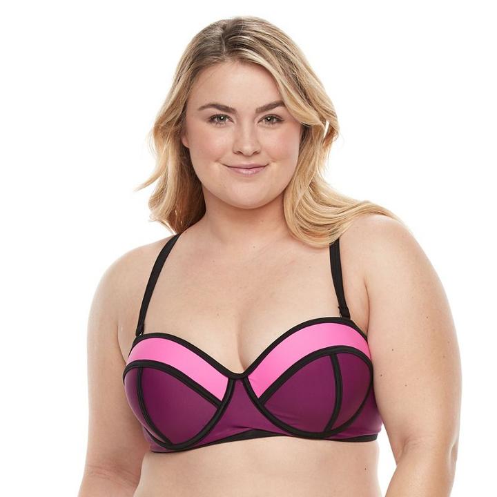 Plus Size Paramour Underwire Bralette Swim Top, Women's, Size: 2xl, Brt Red