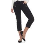 Women's Jennifer Lopez Zipper Accent Capri Pants, Size: 18, Black