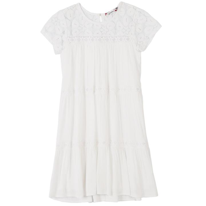 Girls 7-16 Speechless Lace Trim Cap Sleeve Dress, Size: 14, White