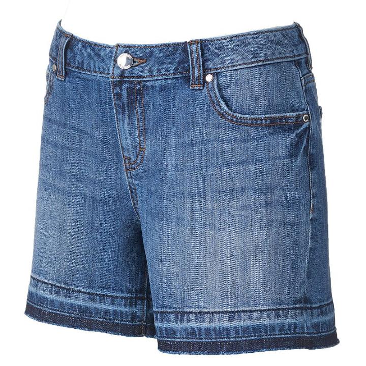 Women's Jennifer Lopez Release-hem Boyfriend Jean Shorts, Size: 2, Med Blue