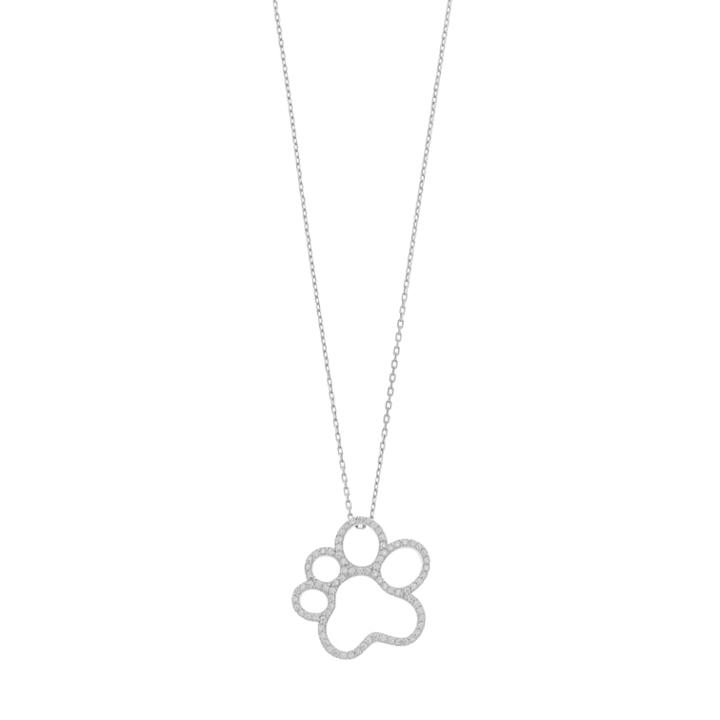 Sterling Silver Paw Pendant Necklace, Women's, White