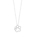 Sterling Silver Paw Pendant Necklace, Women's, White