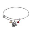 Fiora Sterling Silver Wisconsin Badgers Charm Bangle Bracelet, Women's, Red