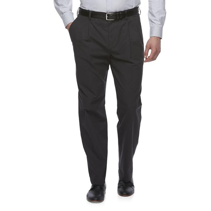 Big & Tall Croft & Barrow&reg; Classic-fit Easy-care Stretch Pleated Khaki Pants, Men's, Size: 48x32, Black