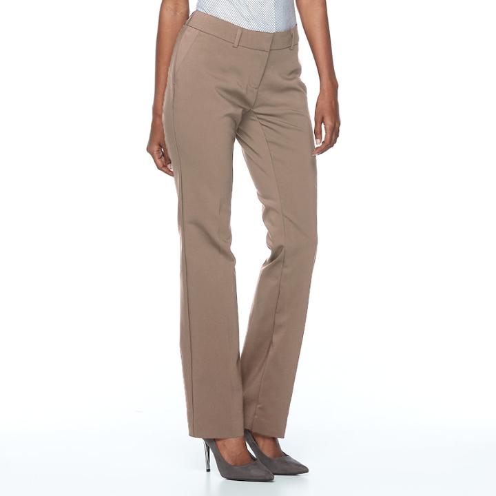 Women's Apt. 9&reg; Torie Modern Fit Straight-leg Dress Pants, Size: 14, Brown
