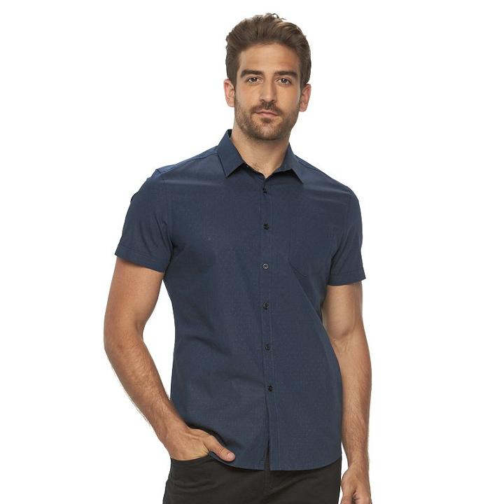 Men's Marc Anthony Slim-fit Stretch Button-down Shirt, Size: Large, Black