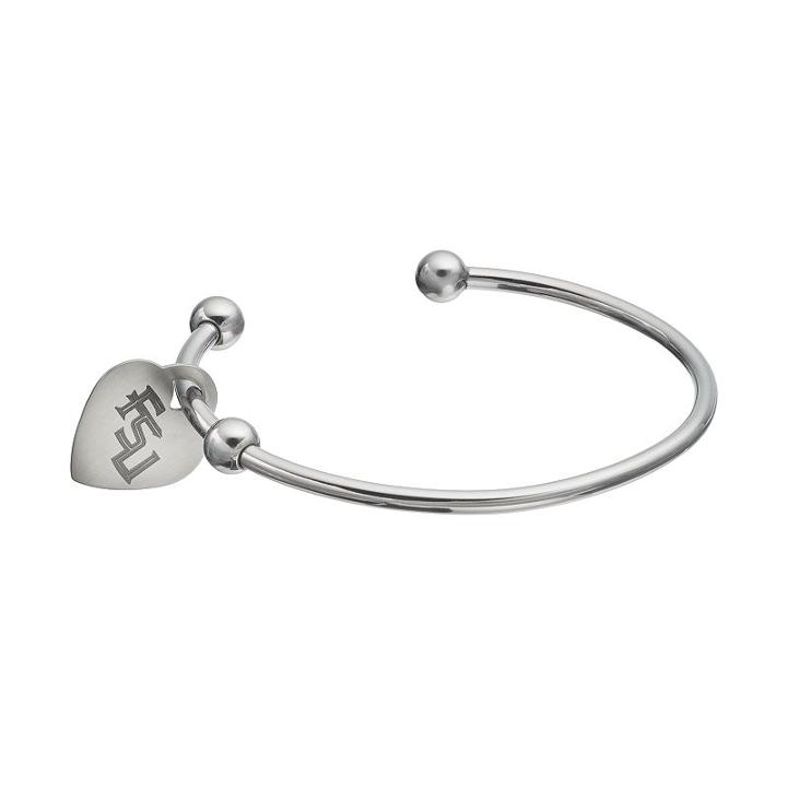 Fiora Stainless Steel Florida State Seminoles Charm Cuff Bracelet, Women's, Size: 7.5, Grey