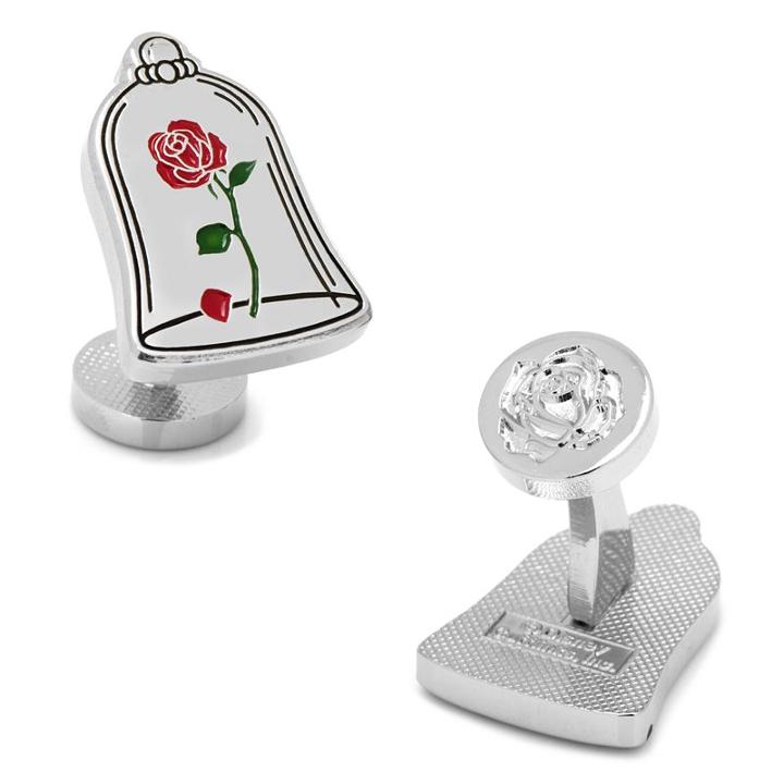 Disney Beauty & The Beast Enchanted Rose Cuff Links, Men's, Silver