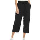 Women's Popsugar Paperbag-waist Wide Leg Crop Pants, Size: Medium, Black