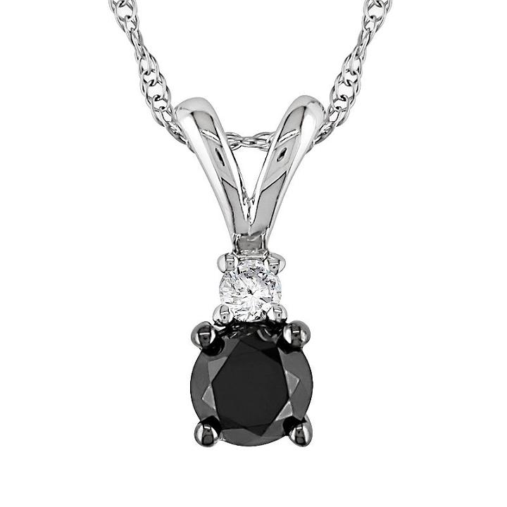 10k White Gold 1/2-ct. T.w. Black And White Diamond Pendant, Women's, Size: 17