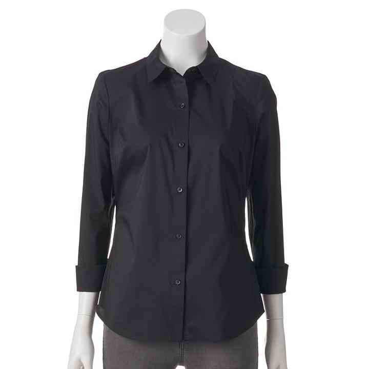 Women's Apt. 9&reg; Structured Shirt, Size: Small, Black