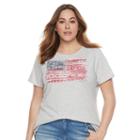 Plus Size Patriotic Graphic Crewneck Tee, Women's, Size: 3xl, Light Grey
