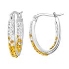 Texas Longhorns Crystal Sterling Silver Inside Out U-hoop Earrings, Women's, Orange