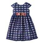 Girls 4-6x Marmellata Classics Sheer Plaid Rosette Dress, Girl's, Size: 6, Blue (navy)