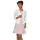 Women's Nina Leonard Pointelle Cardigan, Size: Large, White