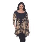 Plus Size White Mark Scroll Shark-bite Tunic, Women's, Size: 1xl, Black Brown